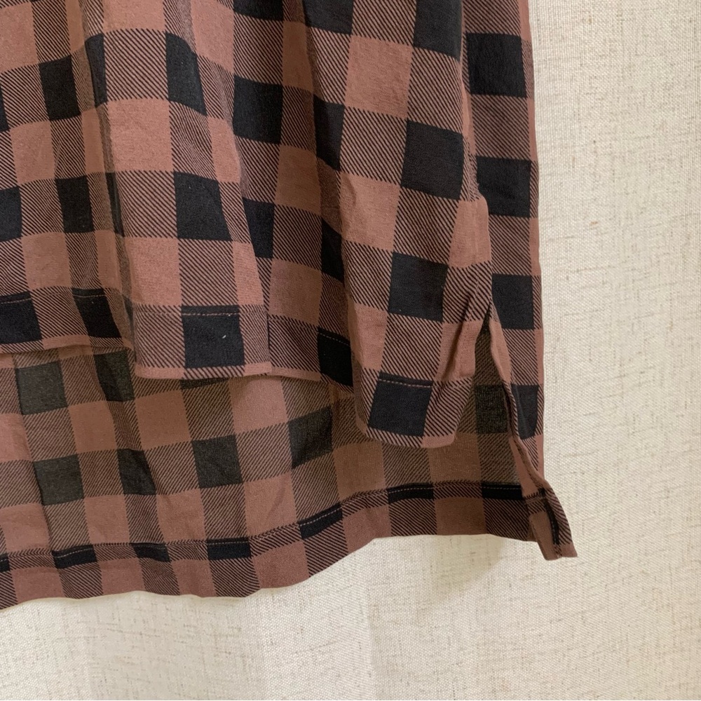 Eileen Fisher 100% Silk Buffalo Check Gingham Print Tunic Dress Large - Picture 5 of 6